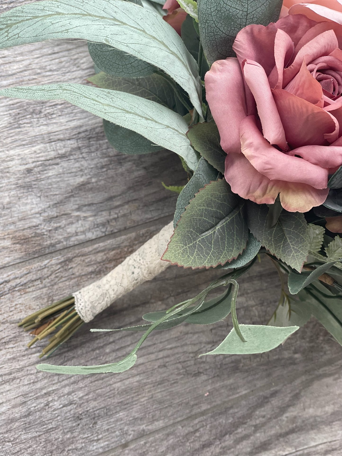 Dusty Rose & Mauve Roses Bride Bouquet