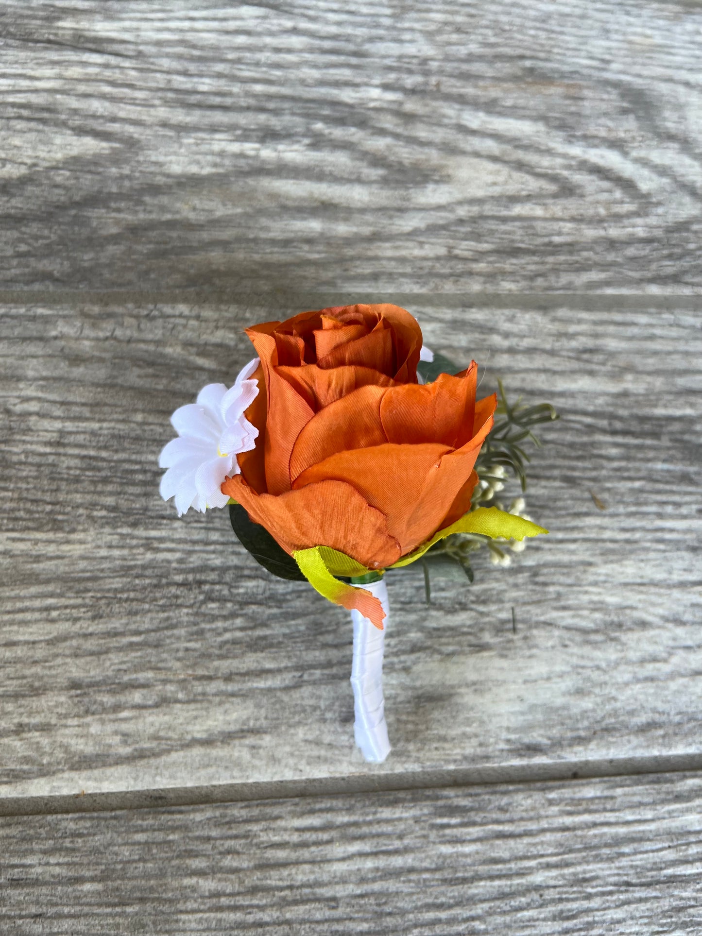 Orange Rose & Daisies Boutonniere