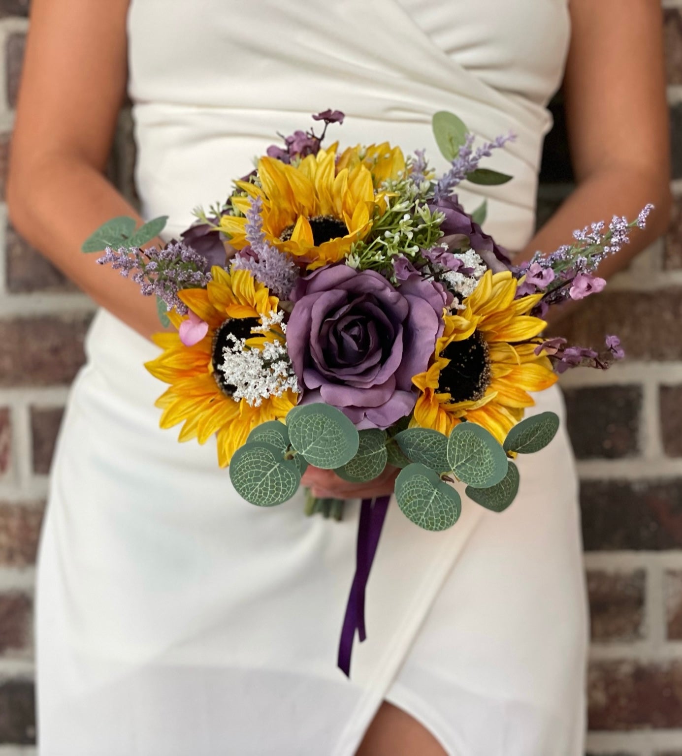 Purple Roses & Sunflower Bridesmaid Bouquet FallinLove Bouquets Purple Roses & Sunflower Bridesmaid Bouquet FallinLove Bouquets
