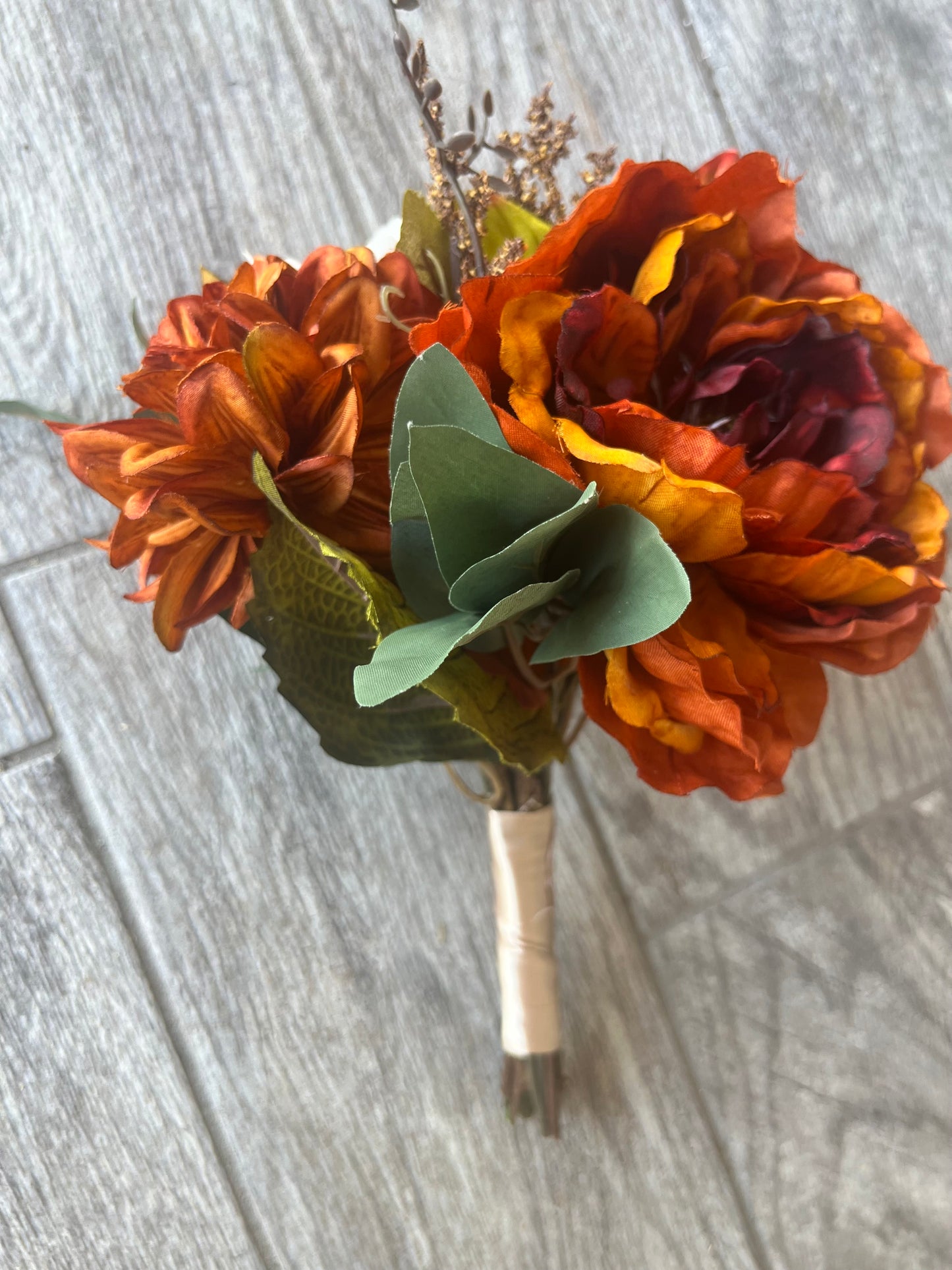 Burgundy & Burnt Orange Bridesmaid Bouquet