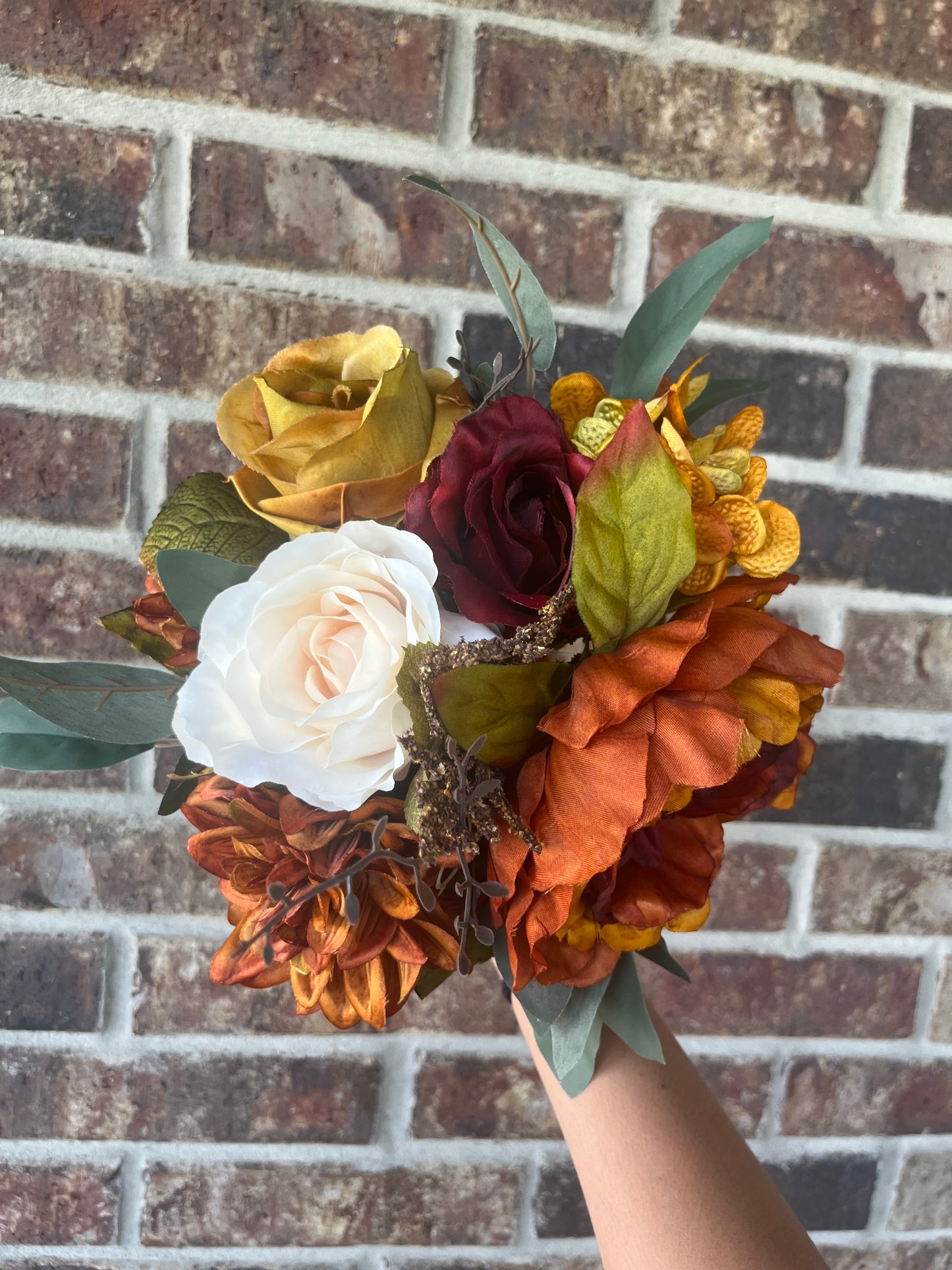 Burgundy & Burnt Orange Bridesmaid Bouquet