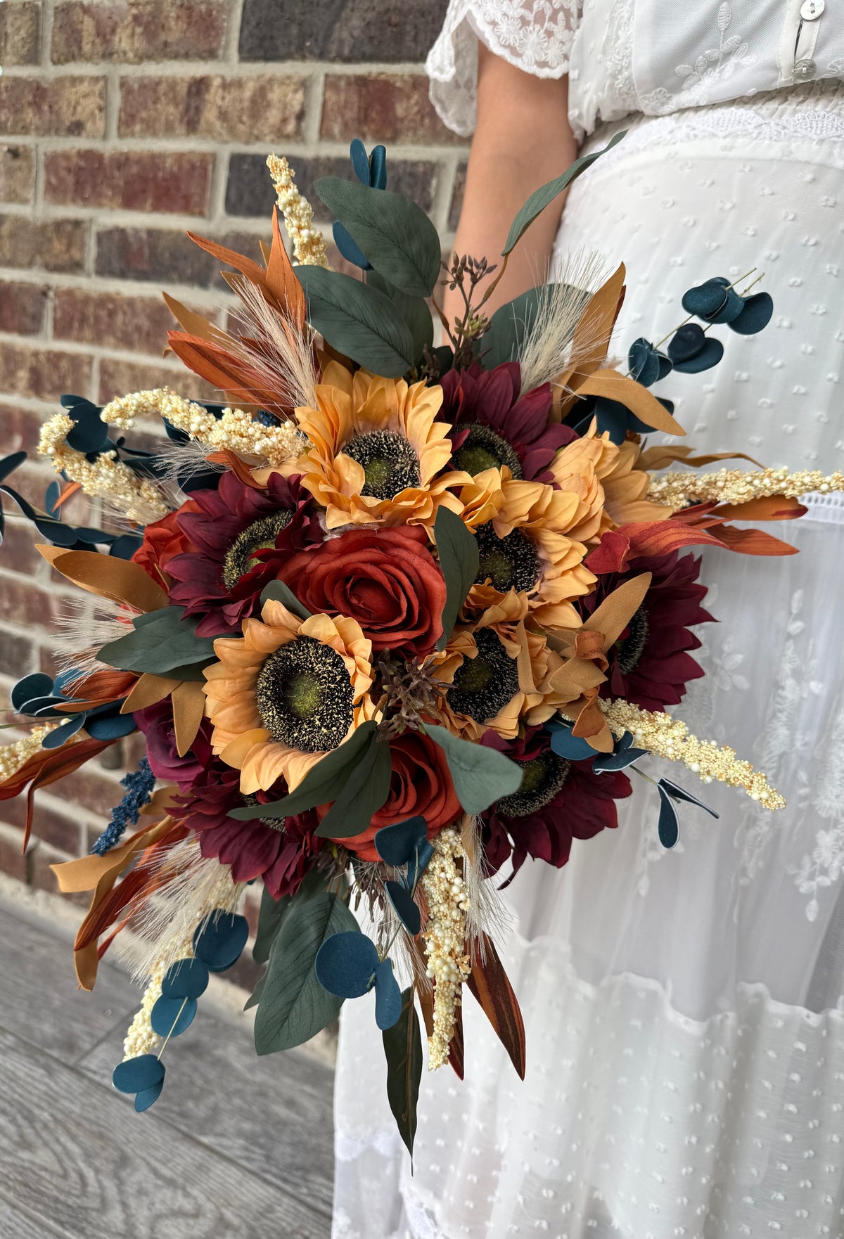 Autumn Romance Wedding Bouquet | Burgundy, Burnt Orange & Navy