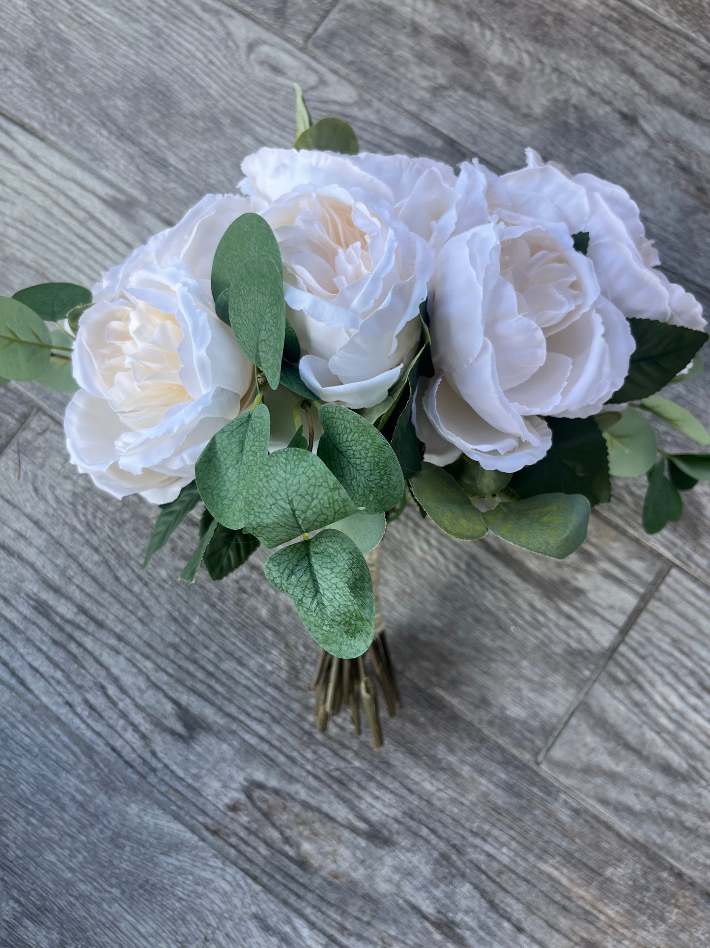 Ivory Roses and Eucalyptus Bride Bouquet