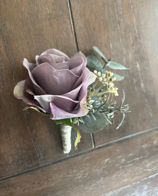 Light Purple Rose Boutonniere