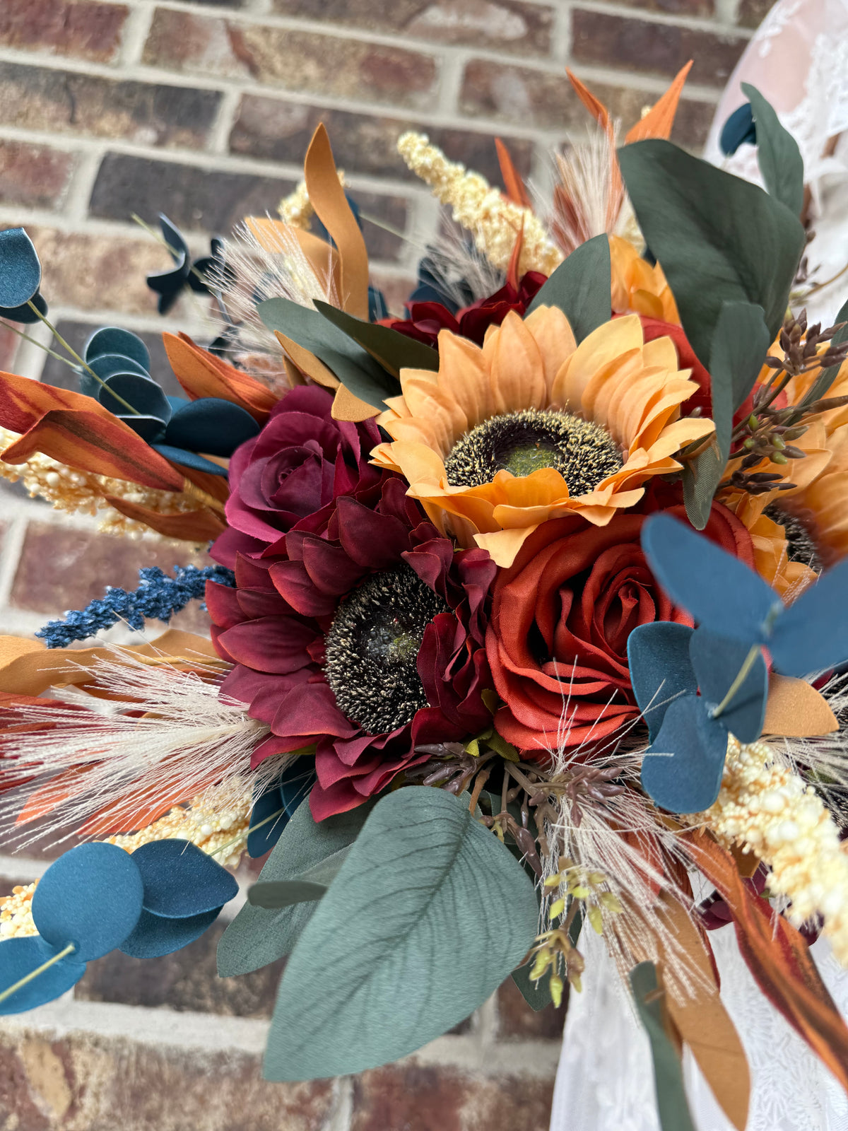 Autumn Romance Wedding Bouquet | Burgundy, Burnt Orange & Navy