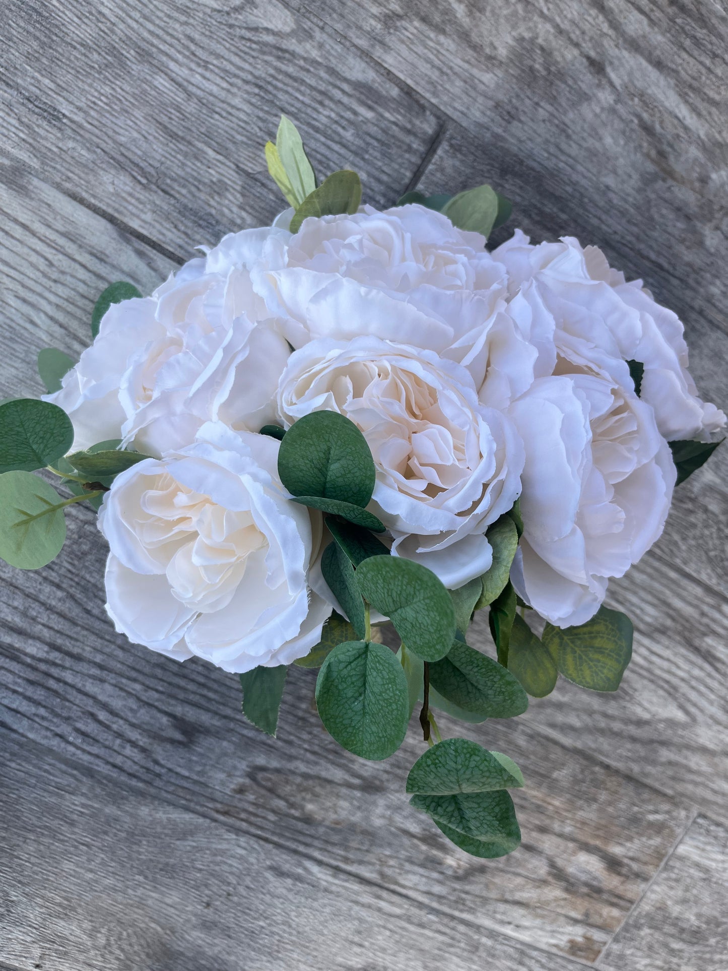 Ivory Roses and Eucalyptus Bride Bouquet