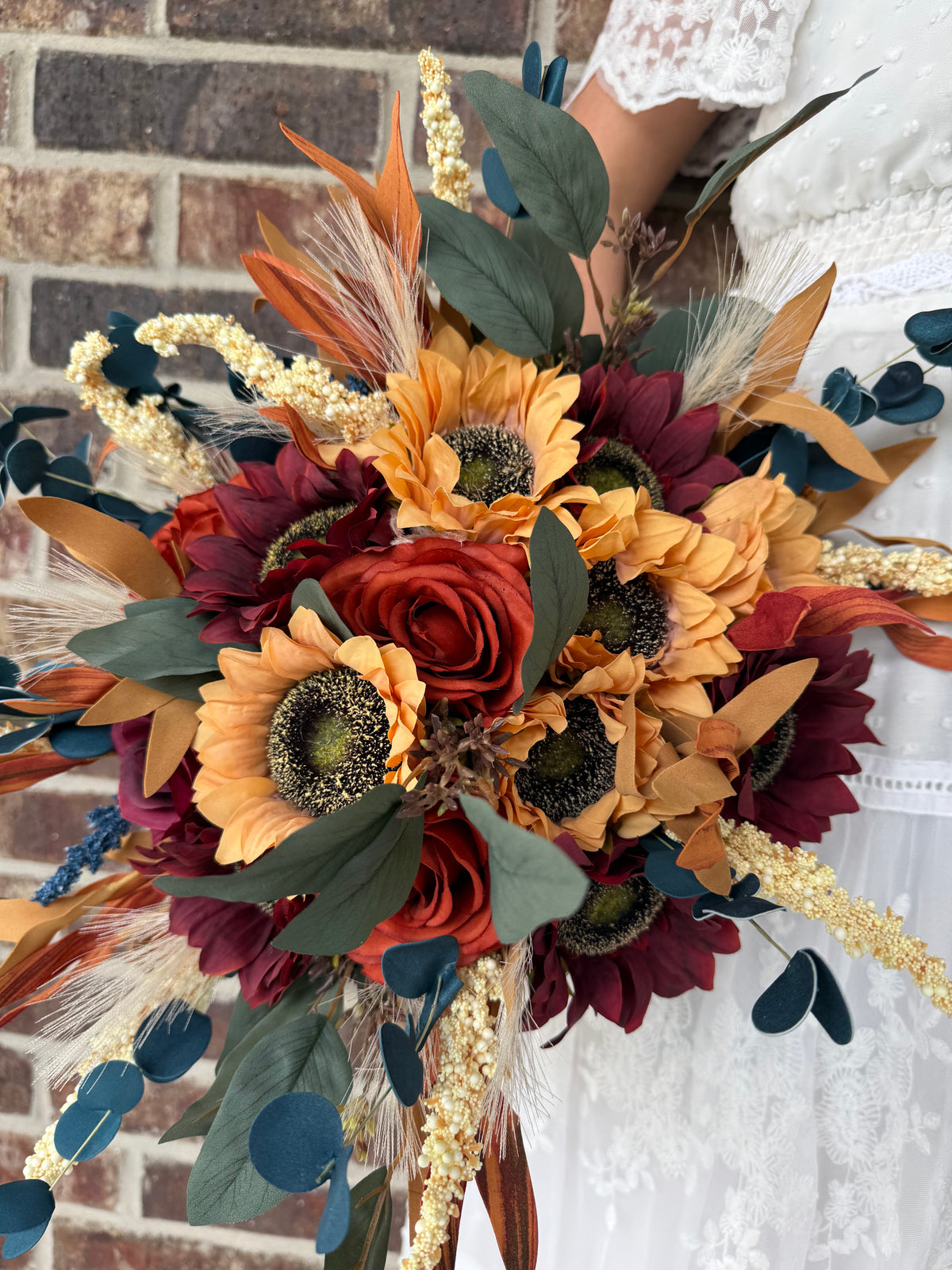 Autumn Romance Wedding Bouquet | Burgundy, Burnt Orange & Navy