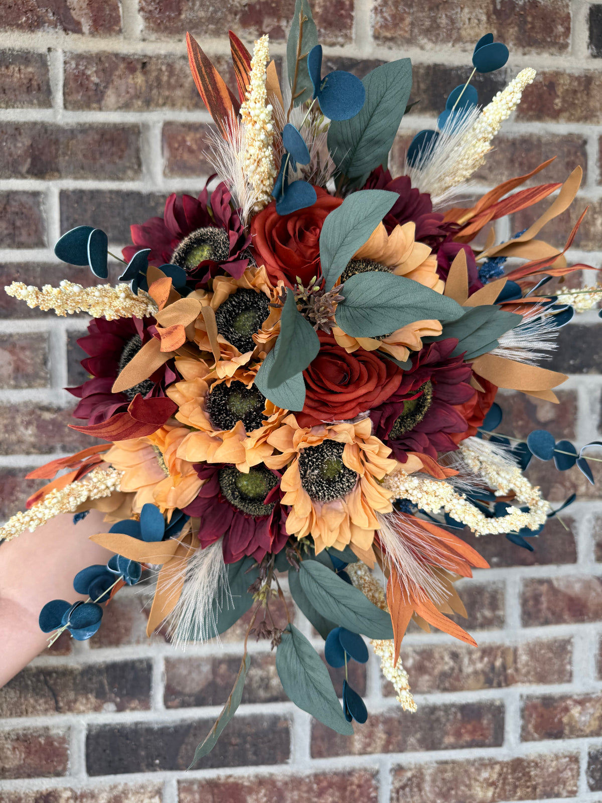 Autumn Romance Wedding Bouquet | Burgundy, Burnt Orange & Navy