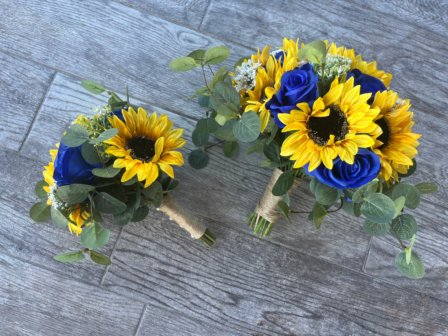 Sunflowers and Royal Blue Roses