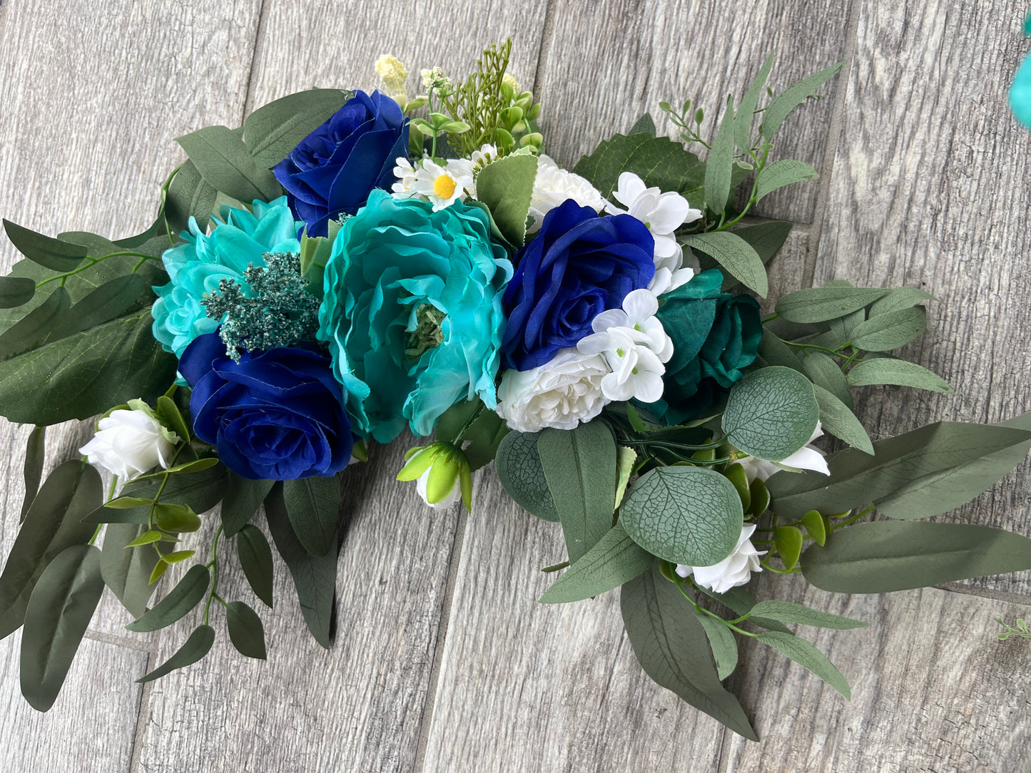 2 PC Turquoise and Royal Blue Roses Swag