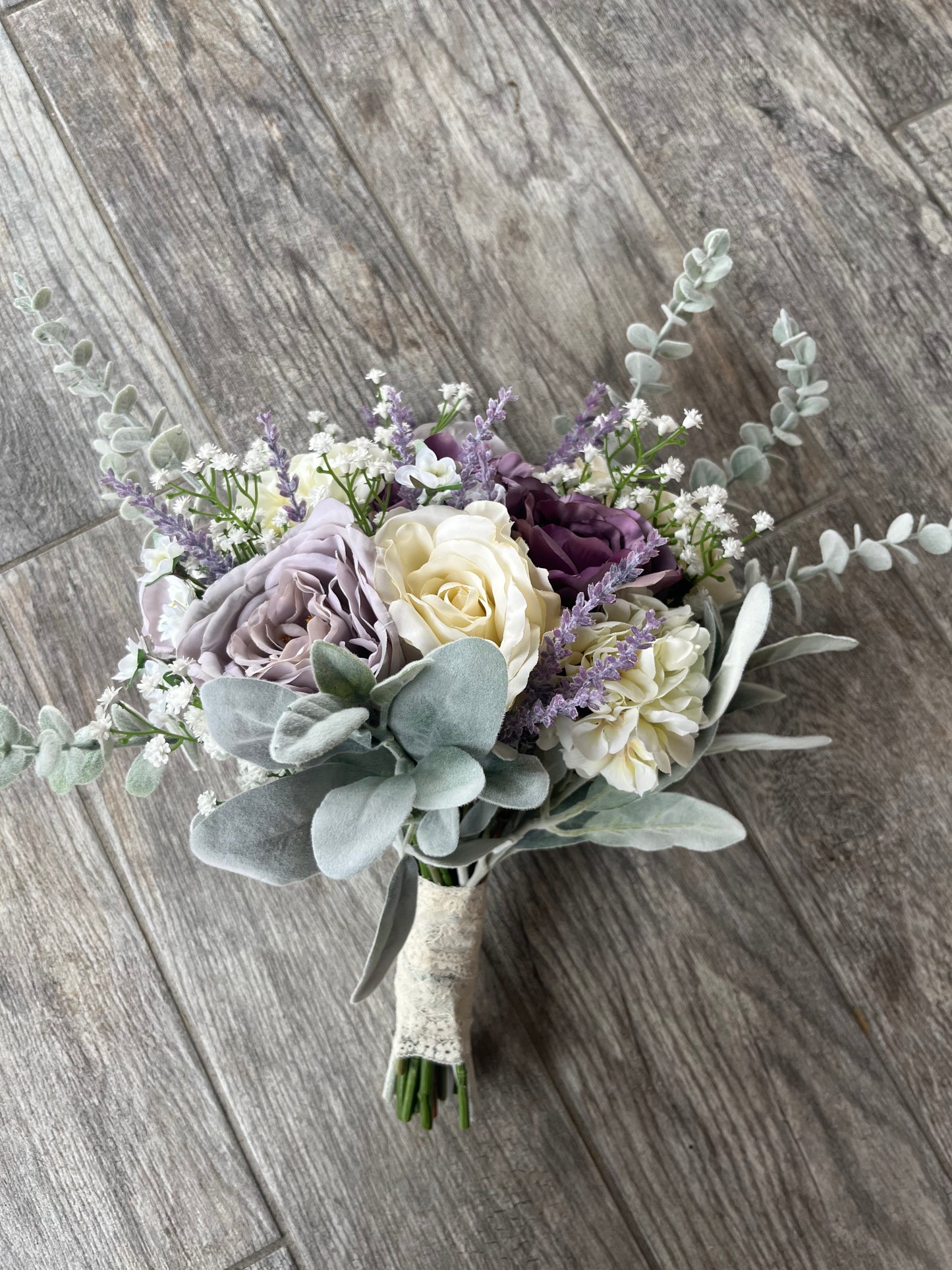 Ivory & Purple Roses Bouquet