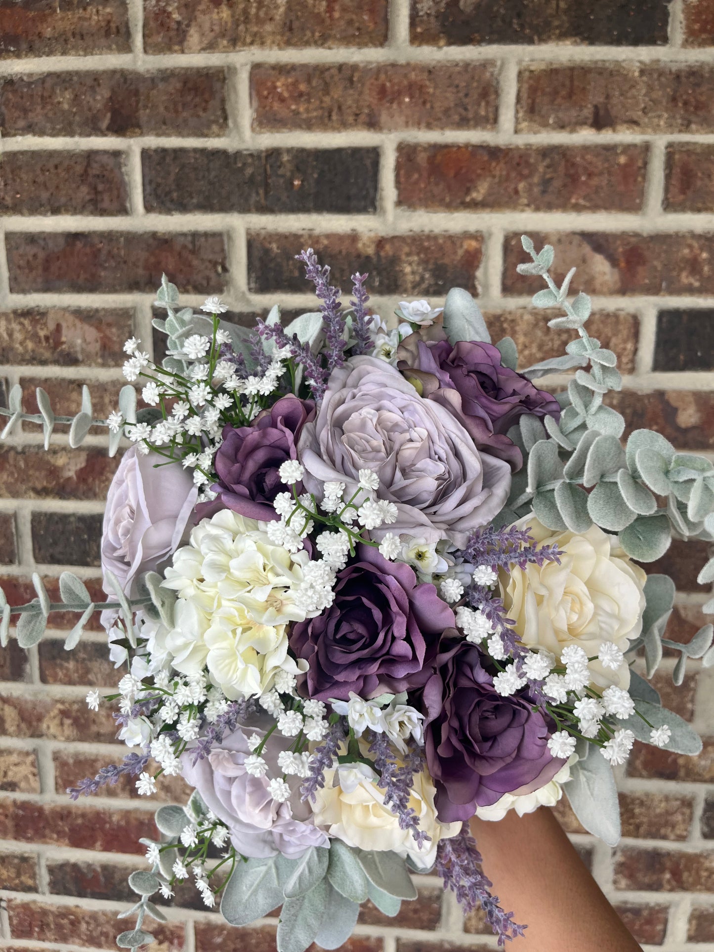 Ivory & Purple Roses Bouquet