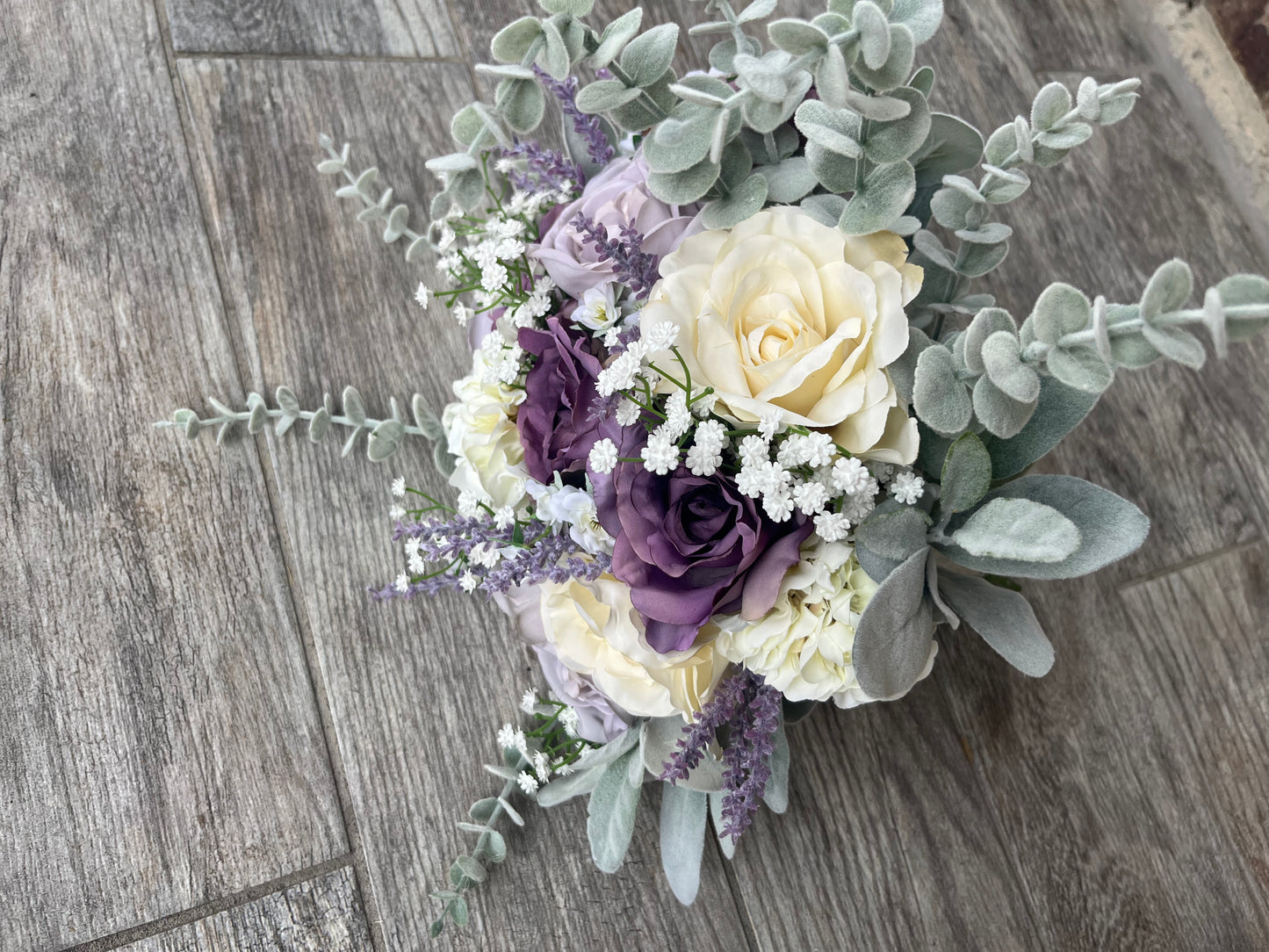 Ivory & Purple Roses Bouquet