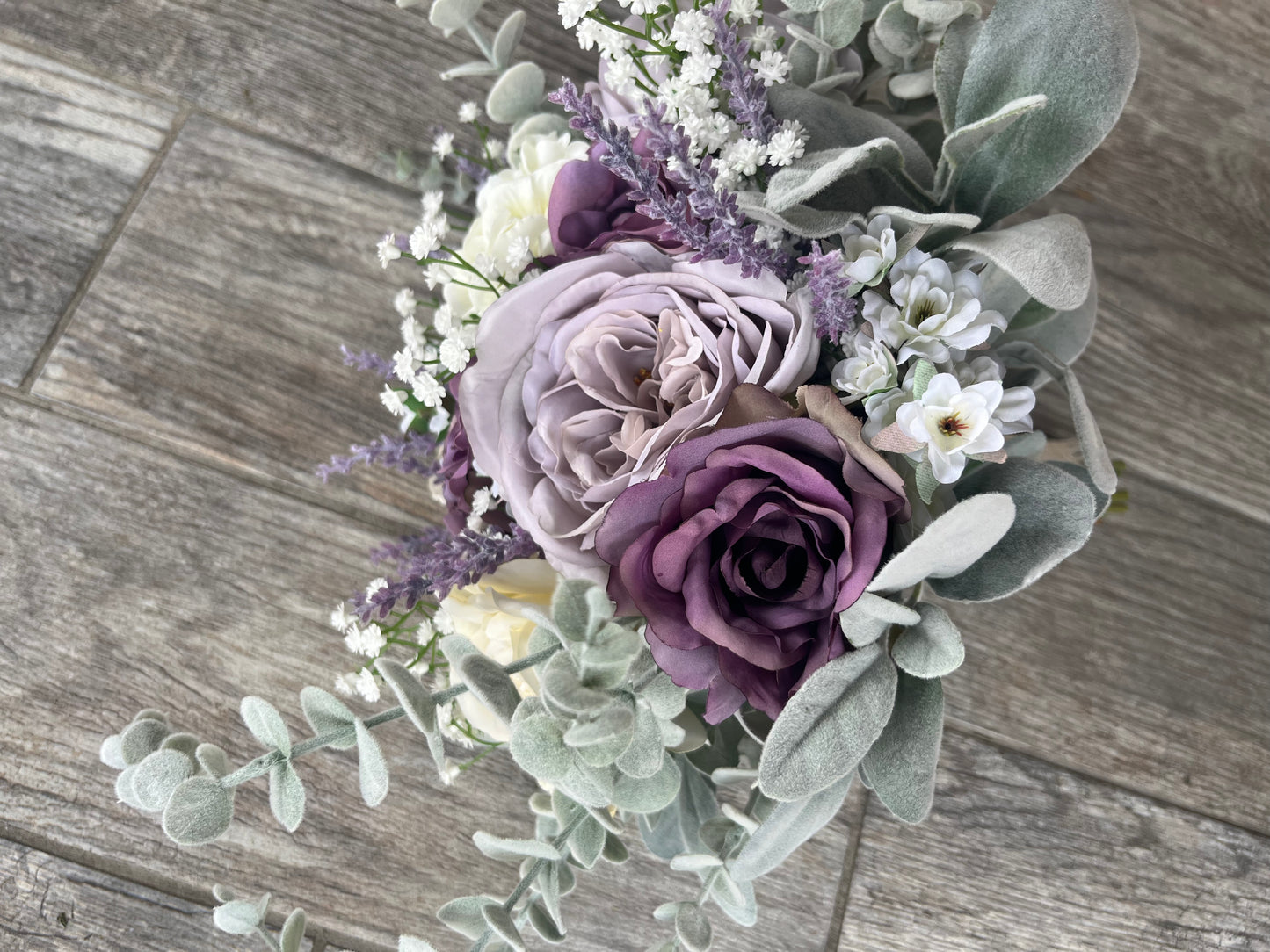 Ivory & Purple Roses Bouquet