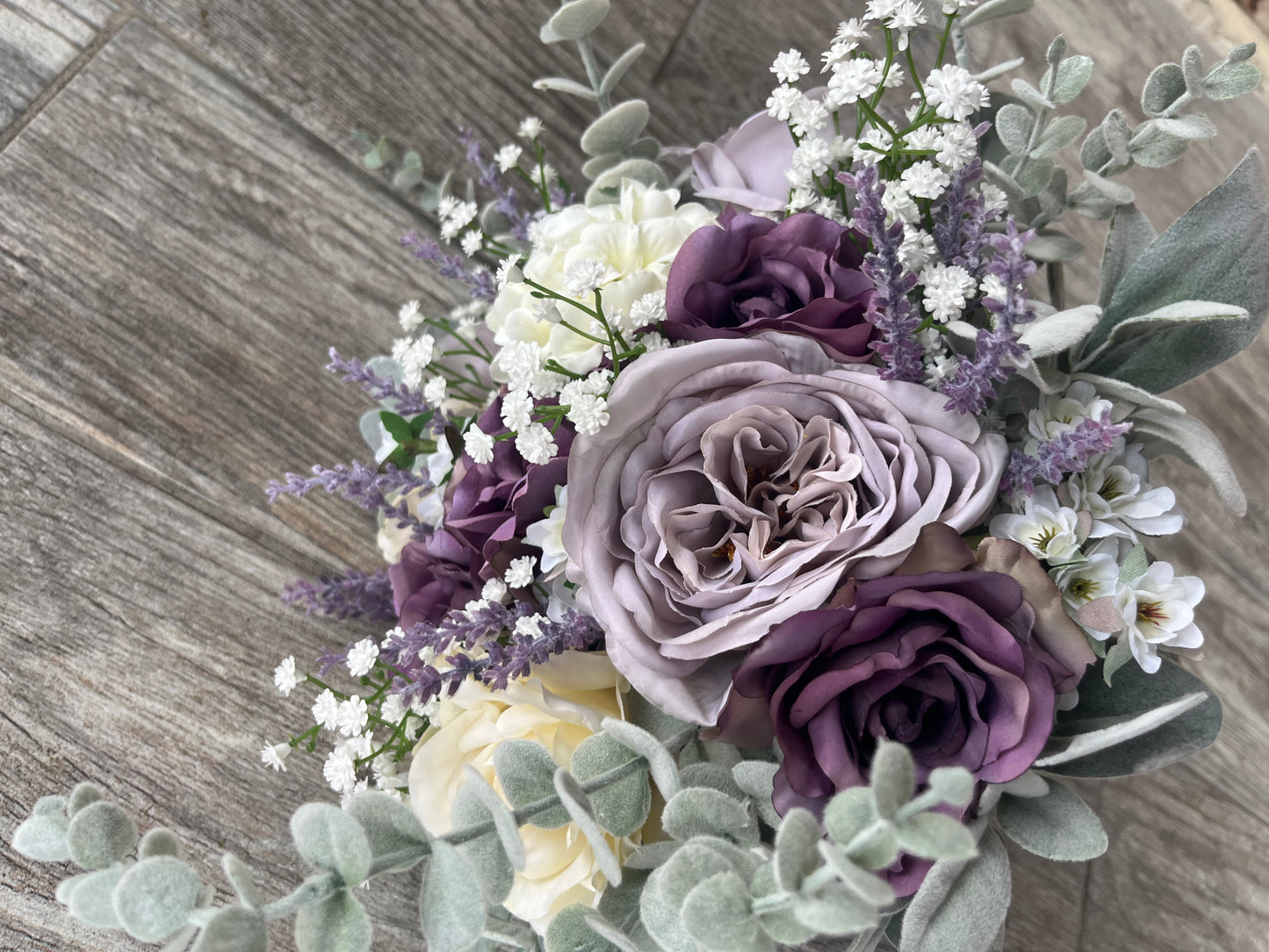 Ivory & Purple Roses Bouquet