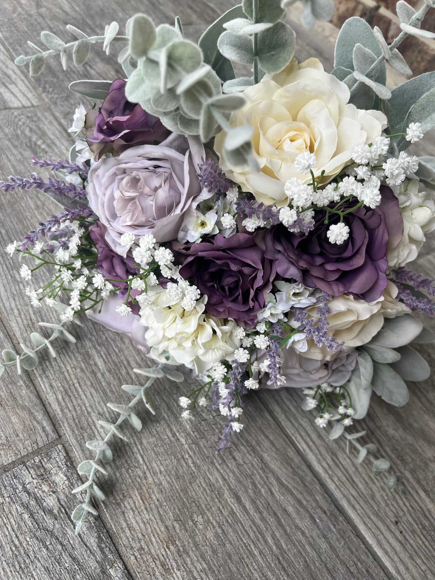 Ivory & Purple Roses Bouquet