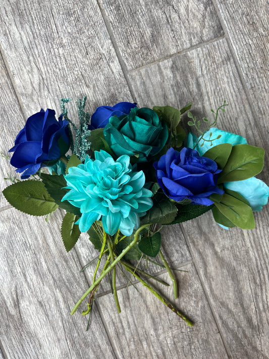 Turquoise & Royal Blue Single Flowers