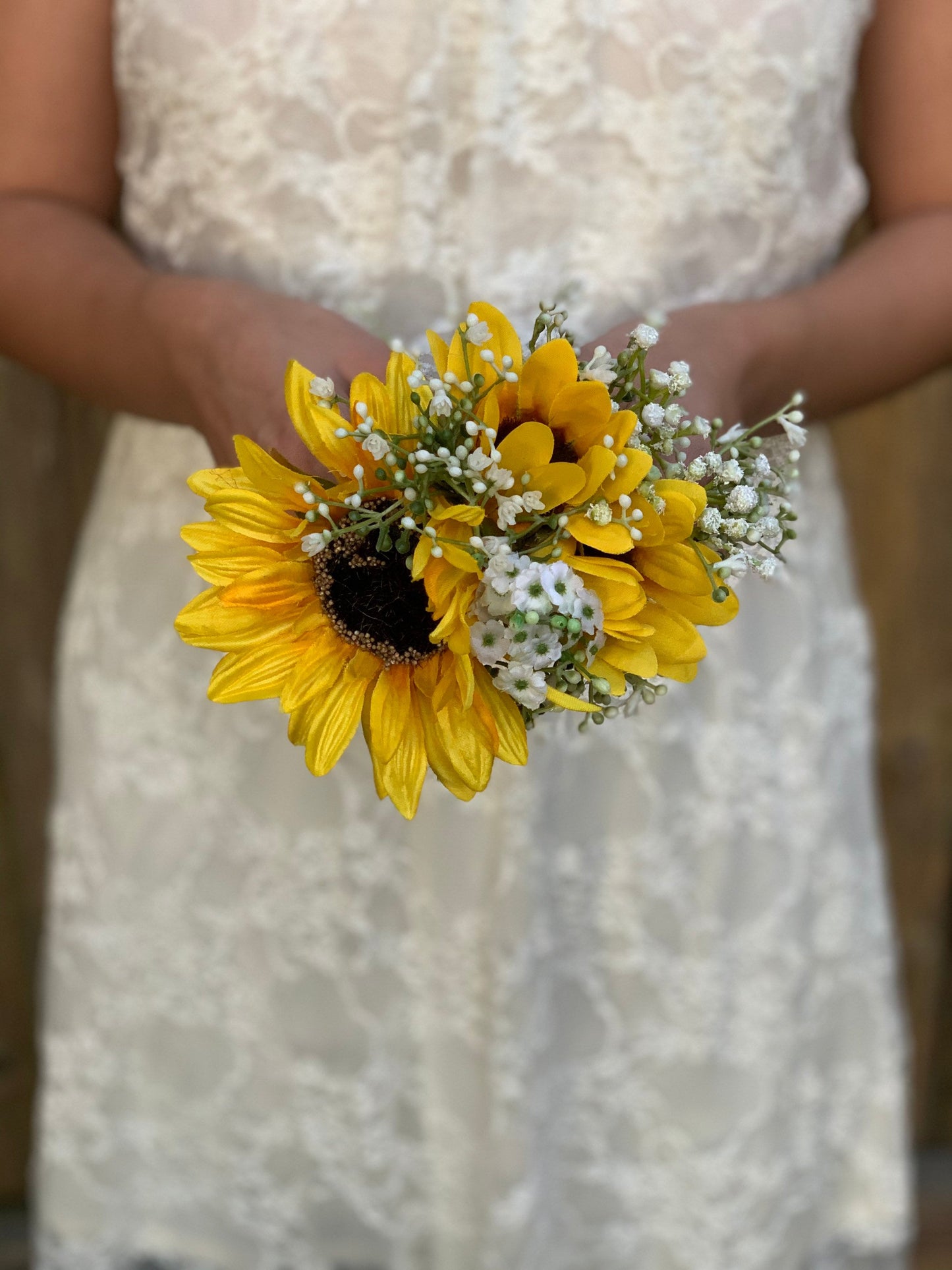 Sunflowers & Babys Breath Flower Girl Bouquet