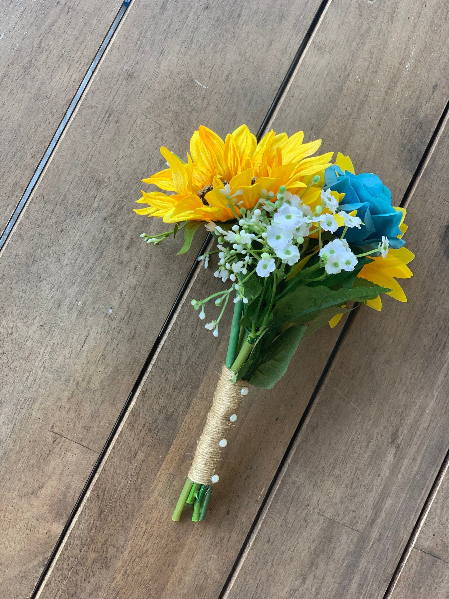 Turquoise & Sunflower Flower Girl Bouquet