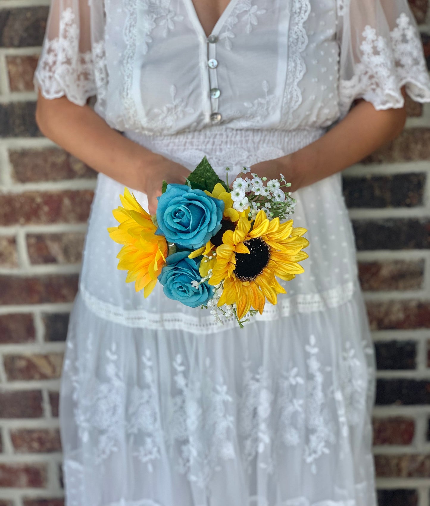 Turquoise & Sunflower Flower Girl Bouquet