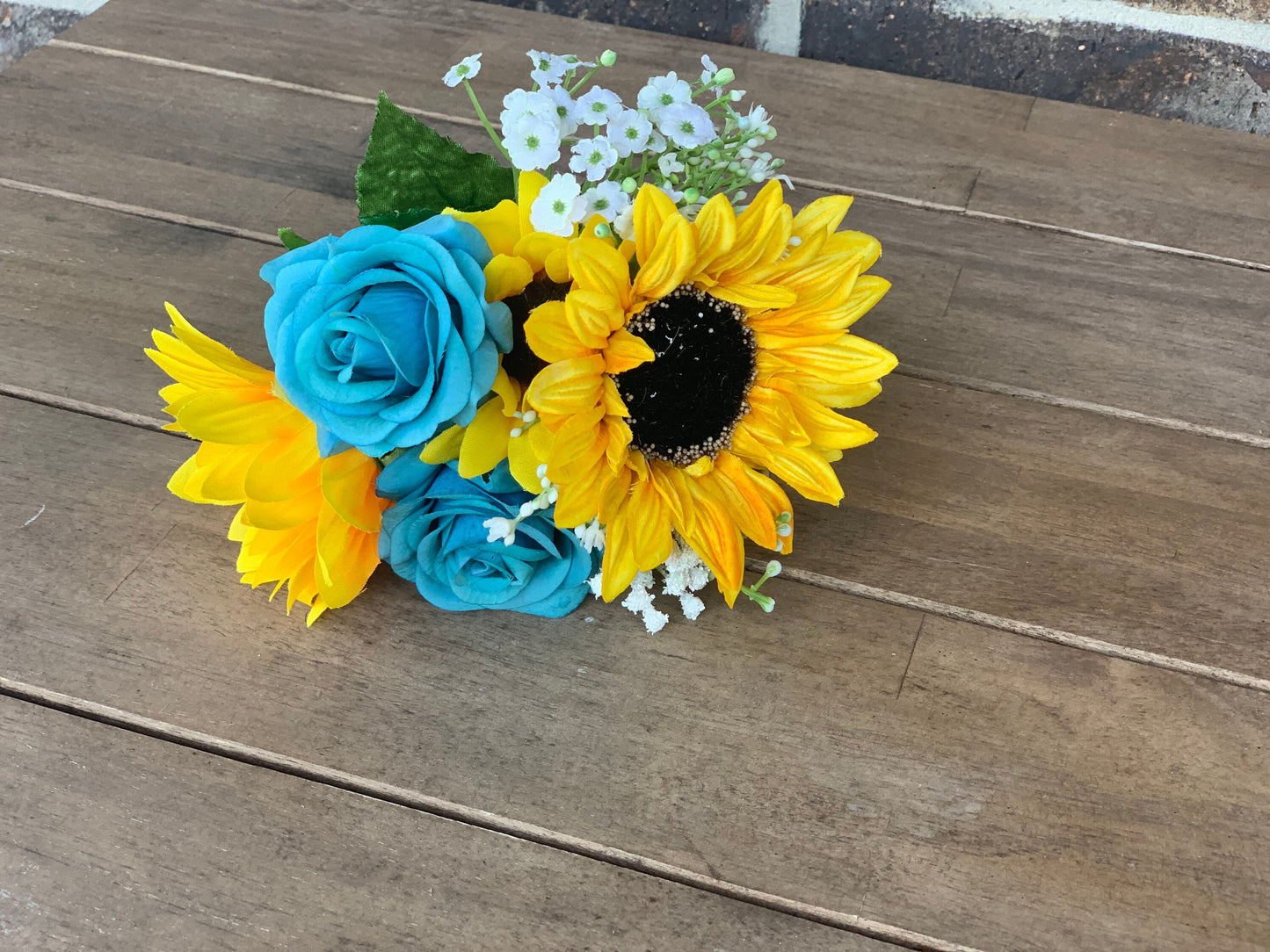 Turquoise & Sunflower Flower Girl Bouquet