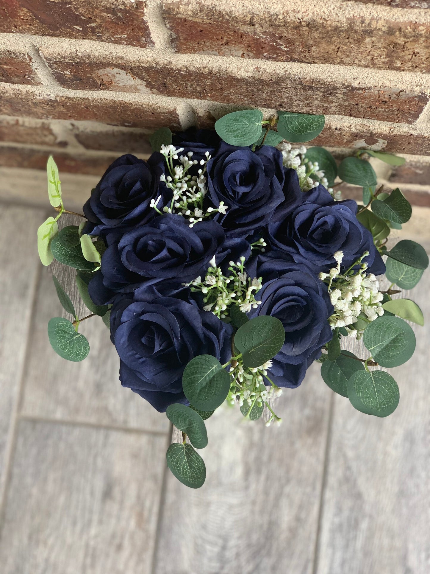 Navy Blue Roses & Greenery Bouquet