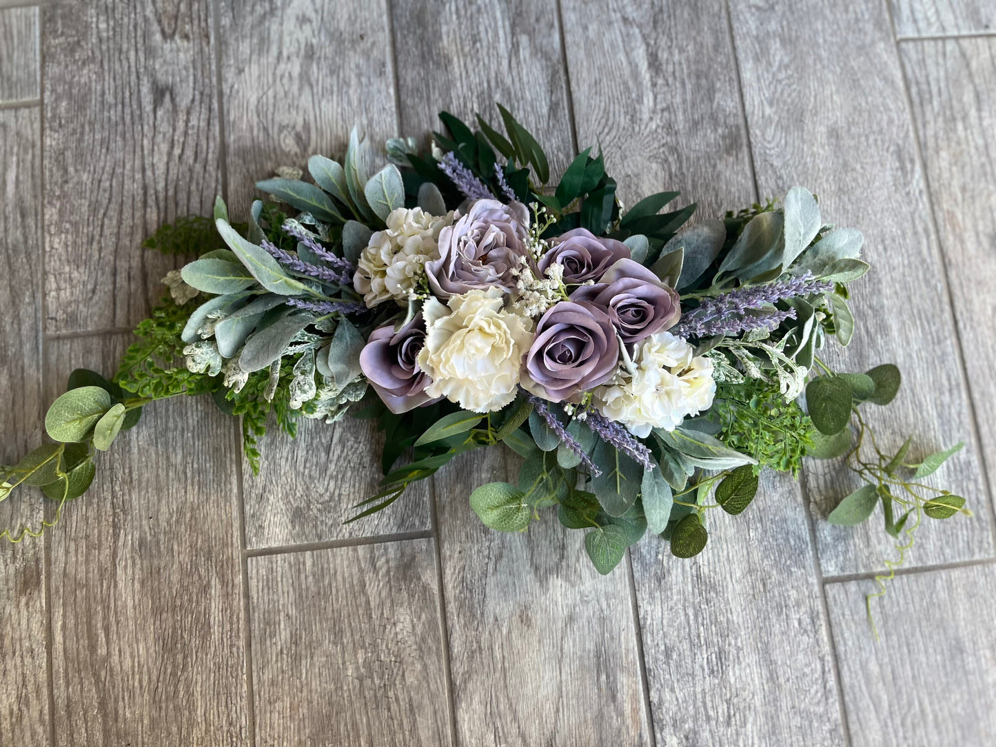 Boho Purple & Ivory Swag Centerpiece