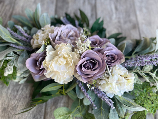 Boho Purple & Ivory Swag Centerpiece